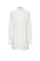 White crinkle chiffon shirt by EEGEN STUDIO featuring a loose fit with long sleeves and a classic collar.