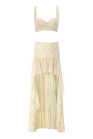IKINITA Helen co-ord set in butter yellow, featuring a stylish matching top and pants ensemble for a chic, coordinated look.