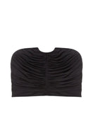Black stretch cape jacket by Balykina, featuring a flowing design and elegant fit, perfect for stylish outerwear.