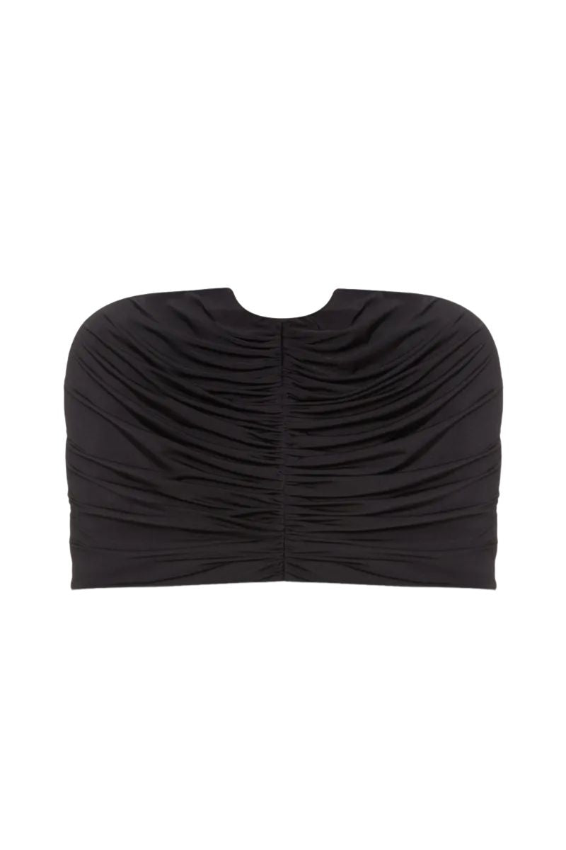 Black stretch cape jacket by Balykina, featuring a flowing design and elegant fit, perfect for stylish outerwear.