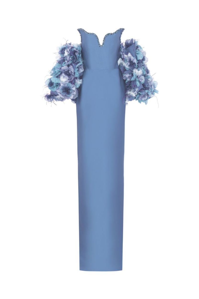 NOORA ROYAL TAFFETA DRESS IN BLUE CAROLINA - CULT MIA