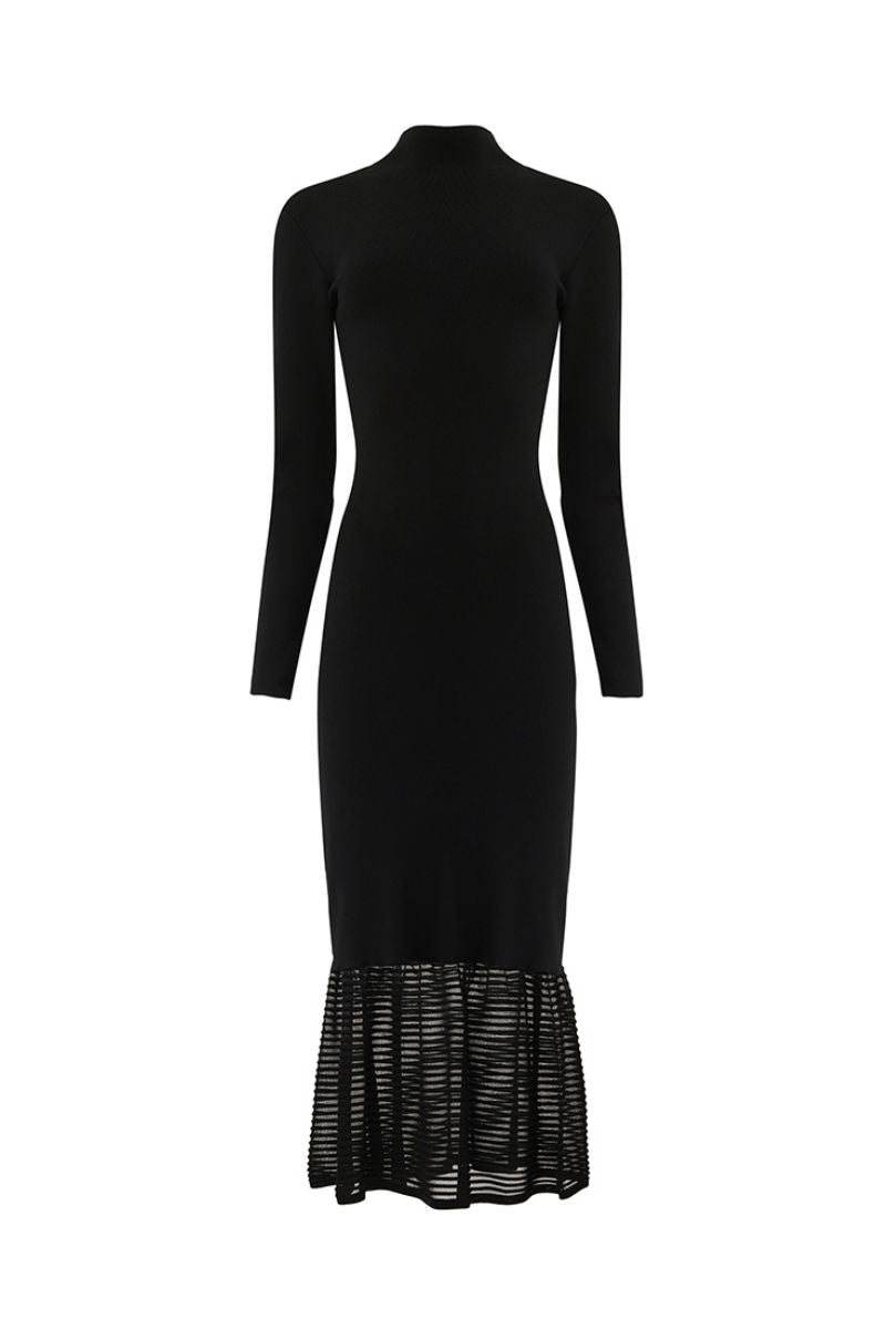 RIBBED PEPLUM KNIT DRESS
