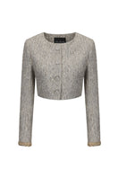 Nana Jacqueline Francesca cropped coat with tailored fit, shown in a stylish outdoor setting.