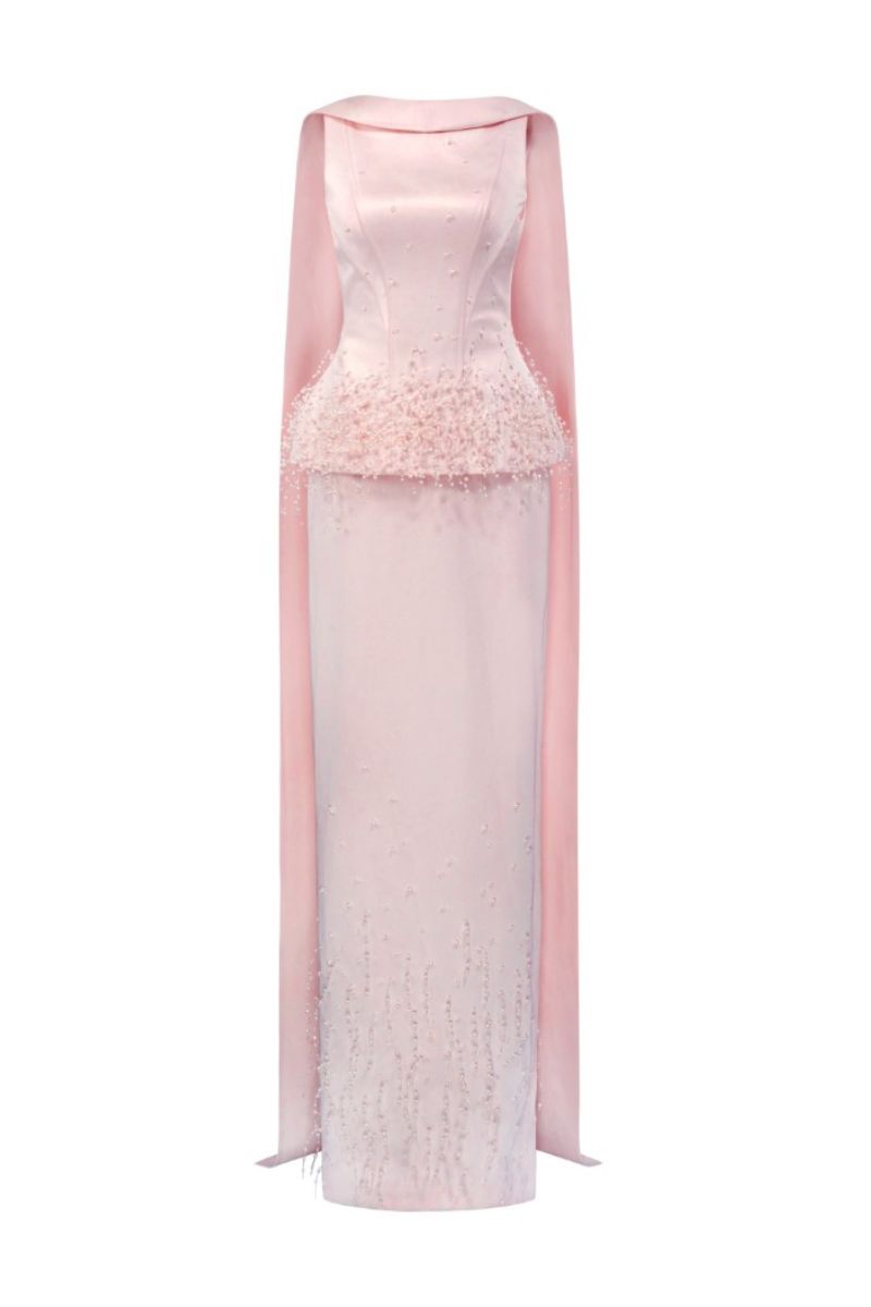 SALMA SILK TAFFETA DRESS IN LIGHT PINK - CULT MIA