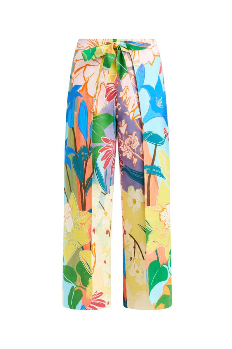 Mestiza New York Chloe wrap pants in Primrose Florals featuring a flowy fabric and floral pattern, perfect for casual or chic outfits.