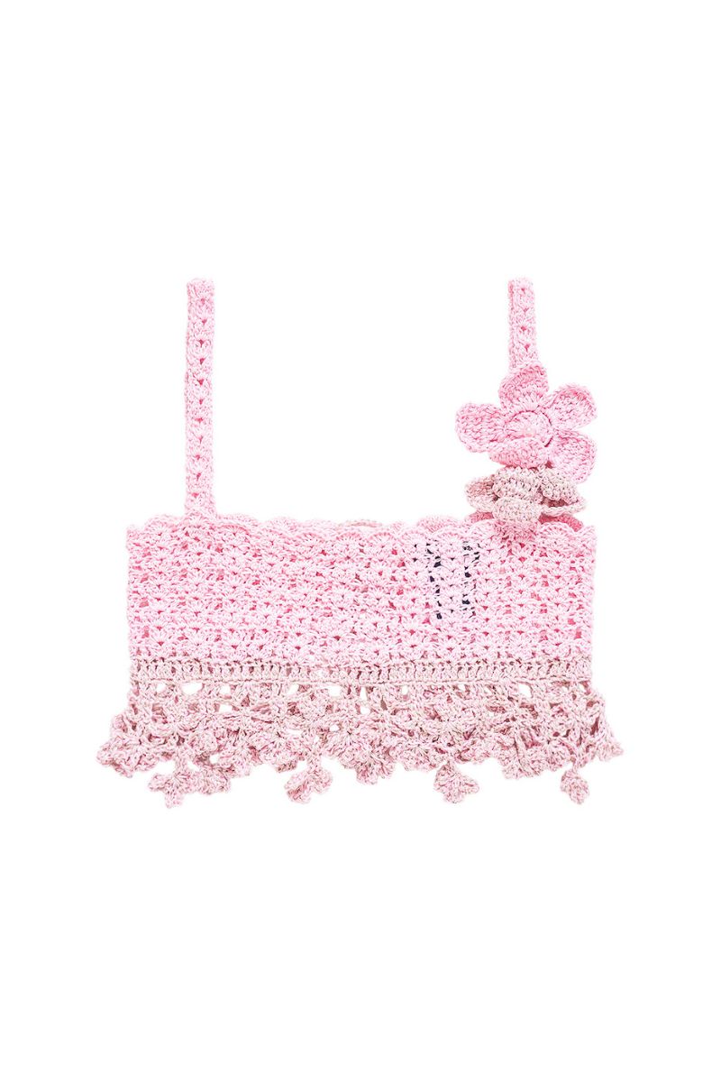 HAUT AU CROCHET FAIT MAIN VANILLE ROSE