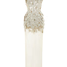Cream white Seraphina maxi dress by POEM featuring a flowing silhouette and elegant design, displayed on a mannequin.