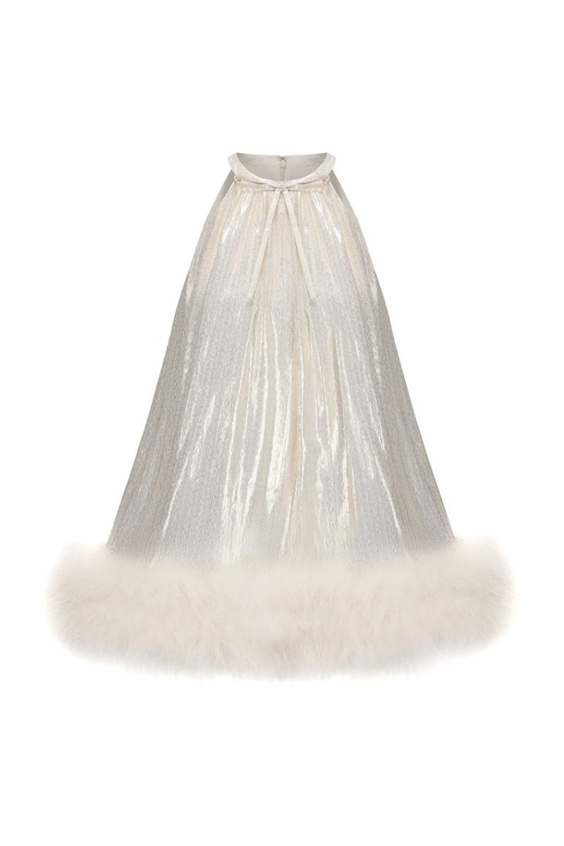 Nana Jacqueline Viola Fur Mini Dress in black, featuring plush fur fabric and stylish short design for a chic look.