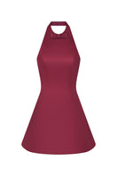Burgundy mini bow dress by Stolen Stores featuring a fitted silhouette and stylish bow detail at the waist.