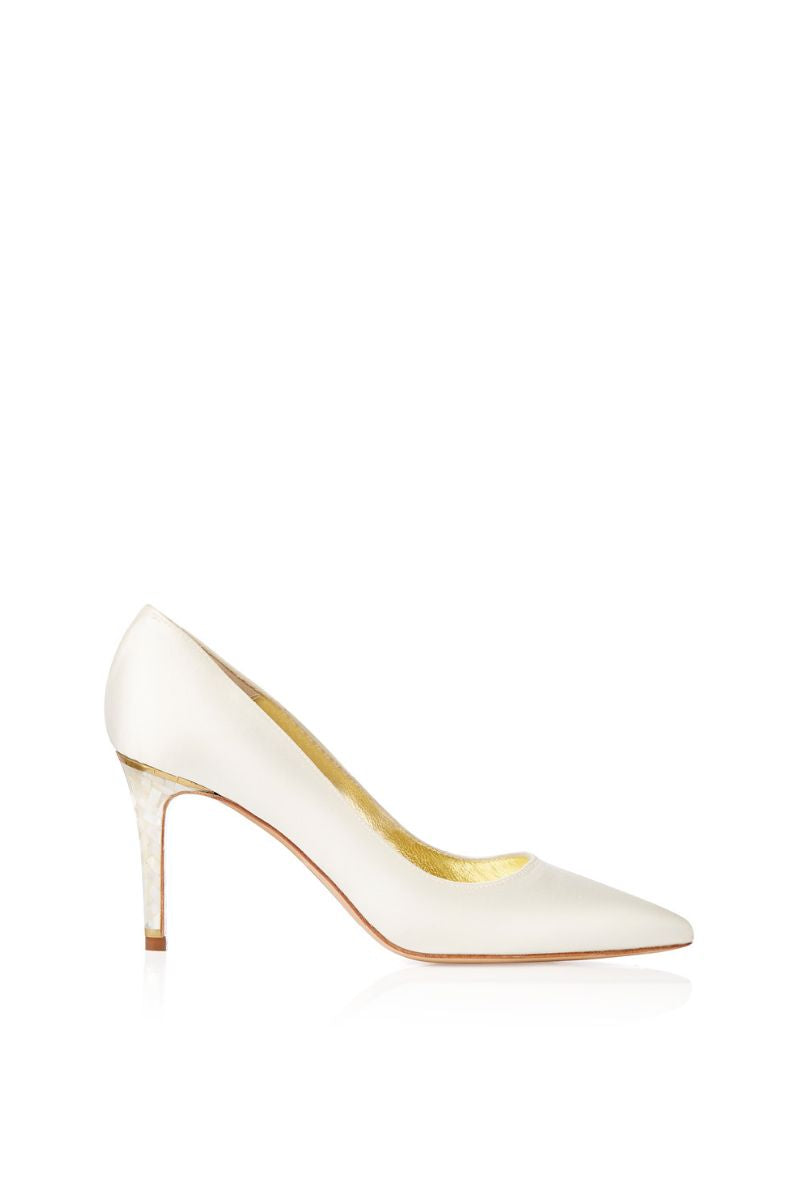 Elegant black Chelsea heels by Freya Rose featuring pointed toes and sleek leather design.
