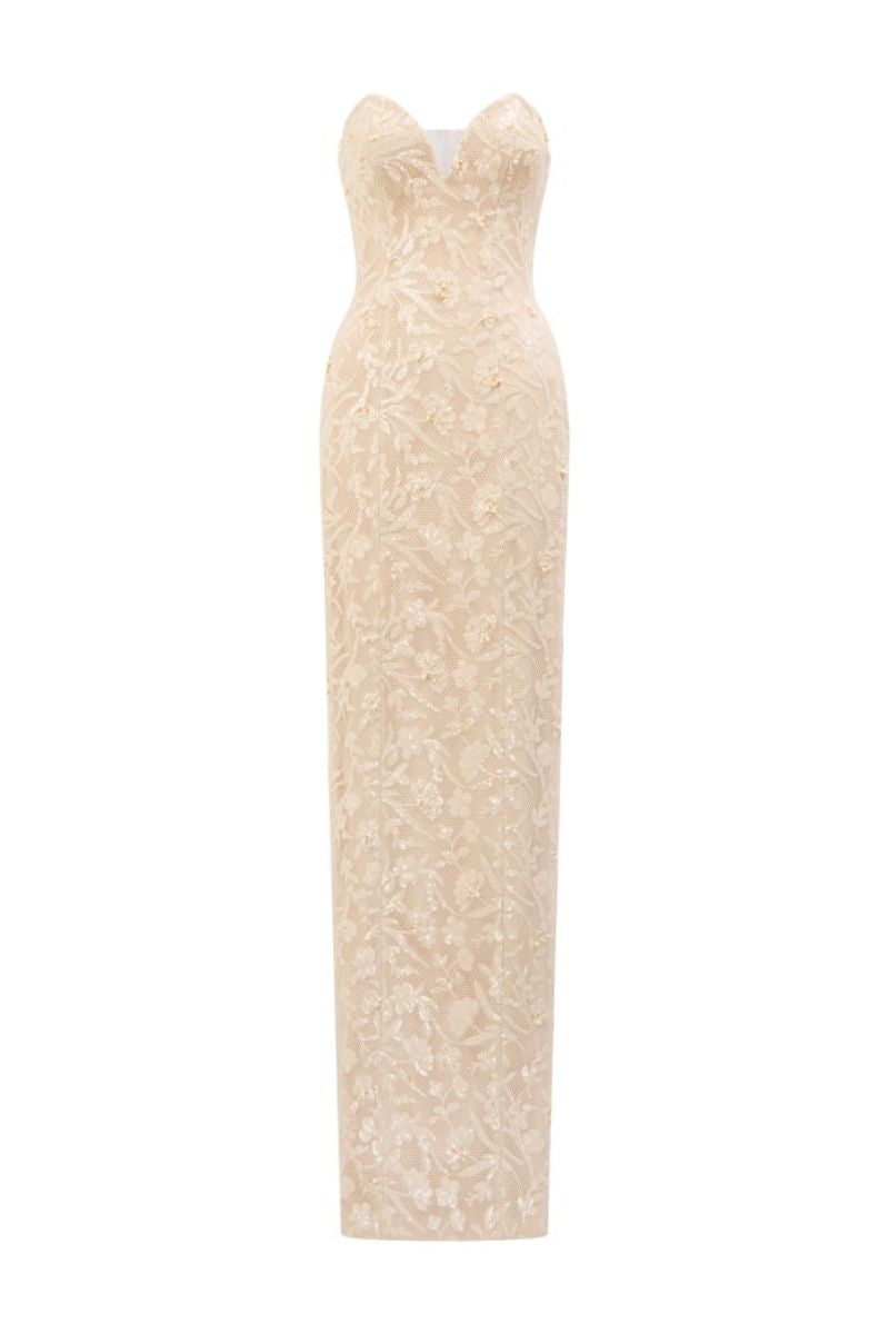 RANA LACE DRESS IN BEIGE - CULT MIA