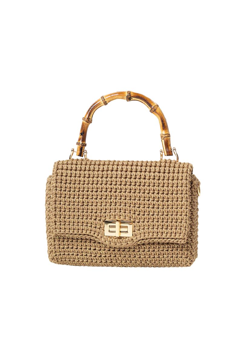 Mara Brazil Serena Bag Lurex top handle bag with shiny metallic finish, stylish design, and elegant handle detail.