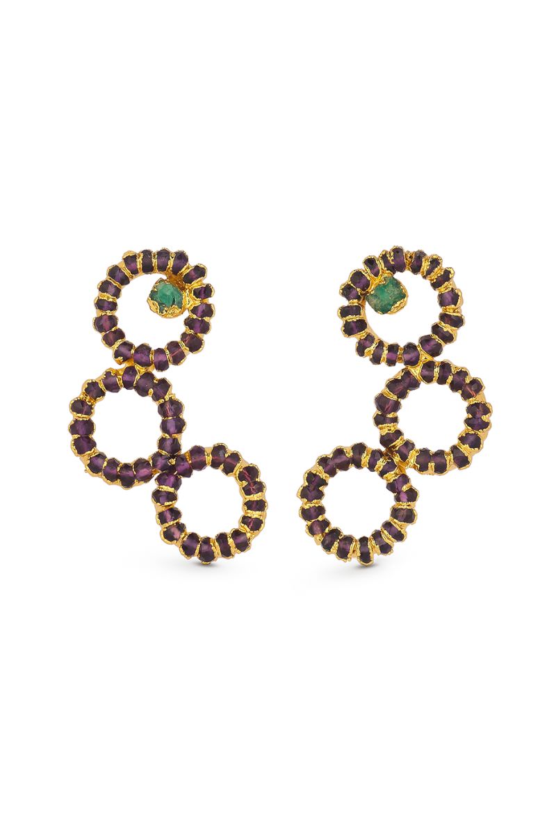 IRIS TRIPLE AMETHYST EARRINGS - CULT MIA