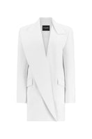Lili Blanc contemporary straight-cut blazer-inspired dress in neutral fabric, featuring a fitted silhouette and classic lapel design.