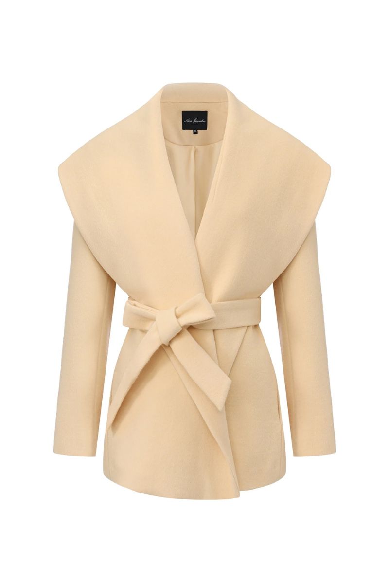 Yellow Victoria Bow Coat by Nana Jacqueline featuring a bow detail, tailored fit, and stylish design for women.
