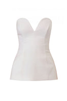 Off-white AGGI by HALEWSKI LAMIA corset top with structured design and adjustable straps, shown on a neutral background.