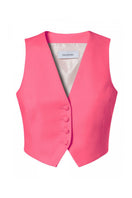 AGGI by HALEWSKI Sylvia Barbie pink vest, sleeveless and quilted, with a shiny finish, perfect for casual or layered outfits.