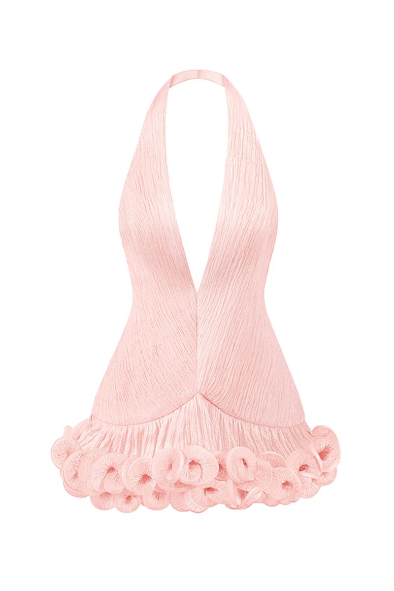 MS. TUTU V NECK MINI DRESS IN PEACH - CULT MIA