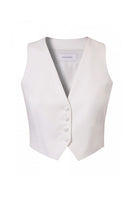 Off-white Sylvia vest by AGGI by HALEWSKI, featuring a sleek fit and minimalistic design, displayed on a plain background.