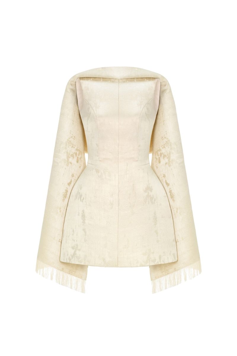 GOLD TAYLORED SCARF MINI DRESS