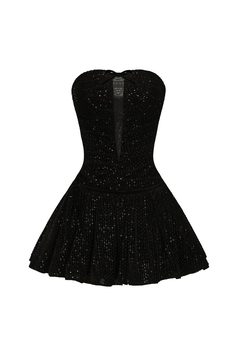 embellished corset kaftan mini dress in black 'Enya' Black Corset Mini Dress