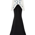 Elegant white and black Dana silk taffeta gown by 21Six, featuring a flowing silhouette and intricate detailing.