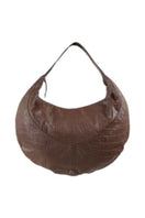 Double A brown leather shoulder bag with crocodile texture, featuring a sleek design and sturdy strap.