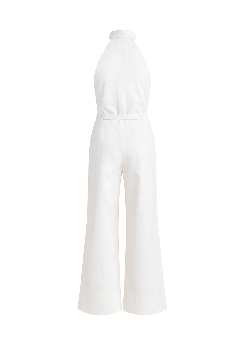 Ivory resort jumpsuit by ANA + MARIA featuring a relaxed fit and stylish design, ideal for warm-weather occasions.