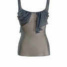 YASSMIN SALEH Revolve Tattoo Top in teal, a stylish sleeveless women's top with a unique tattoo-inspired design, front view.