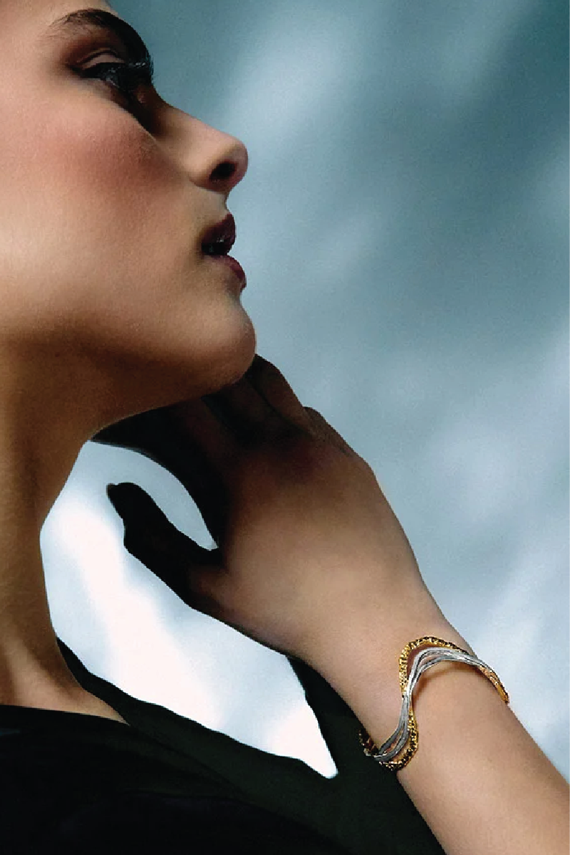 GOLD AND SILVER RIPPLE BRACELET - CULT MIA