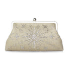 Gold embellished classic clutch bag by Sarah's Bag featuring elegant design and compact style for evening occasions.