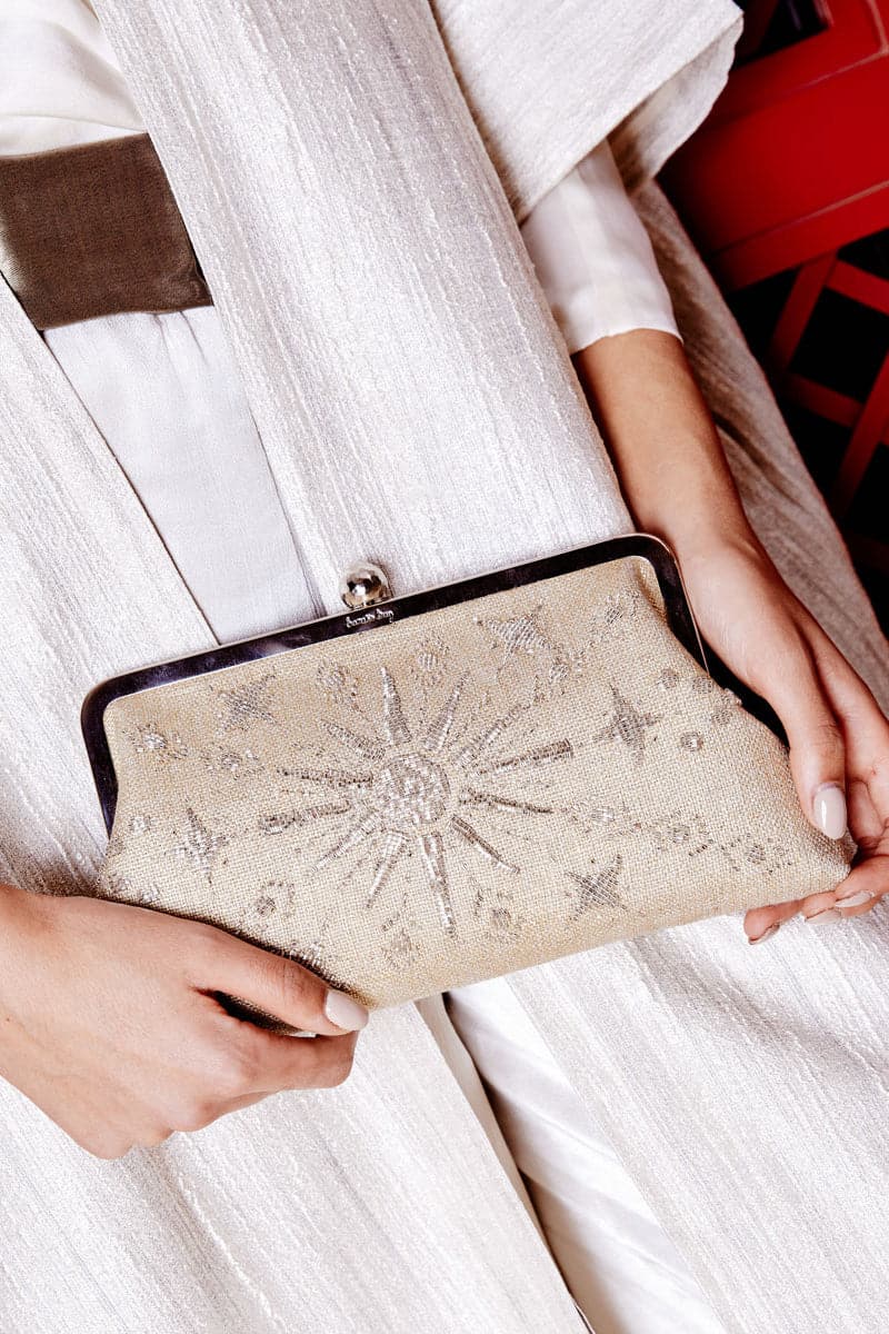 RISE GOLD EMBELLISHED CLASSIC CLUTCH - CULT MIA