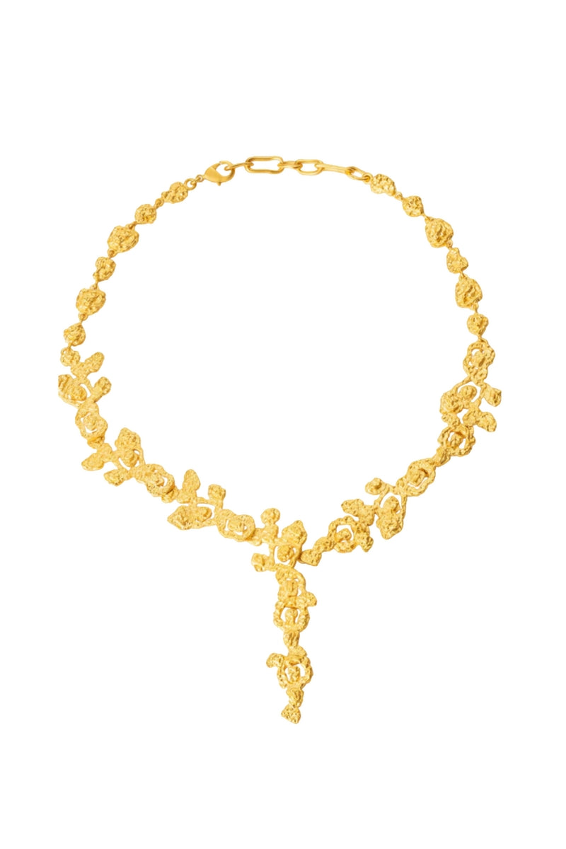 Gold Riverstone necklace by Jude Benhalim featuring a polished riverstone pendant on a delicate chain.