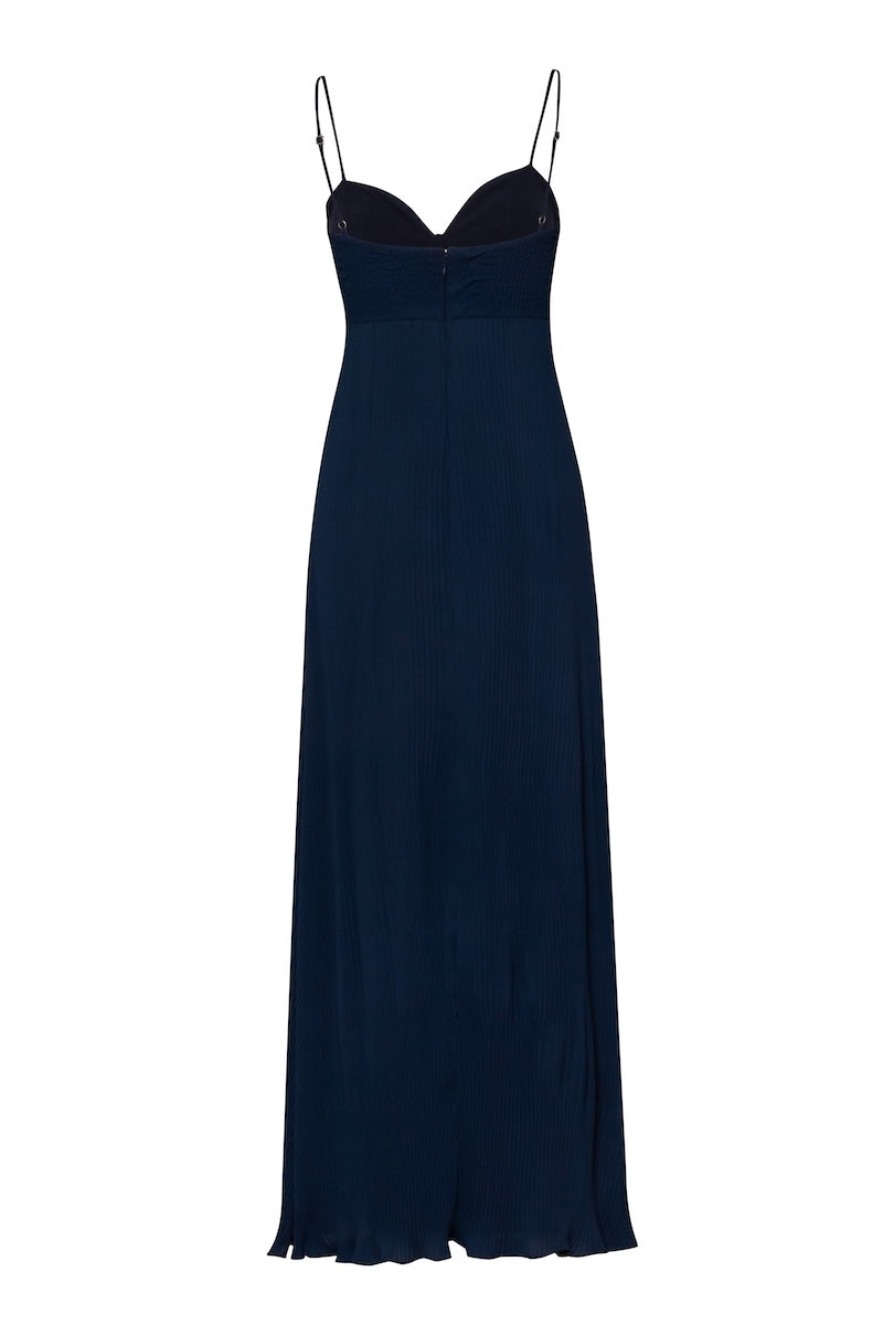 Baobab Roma Gown in navy blue, elegant maxi dress featuring flowing fabric and stylish design, perfect for formal occasions.