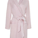 Pink velvet women's robe by MANITO featuring a soft, luxurious fabric and elegant design for comfortable wear.