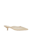 A pair of AERA Rosa Nude Metal Stud Heels featuring nude straps and metallic stud accents, stylish and elegant for formal occasions.