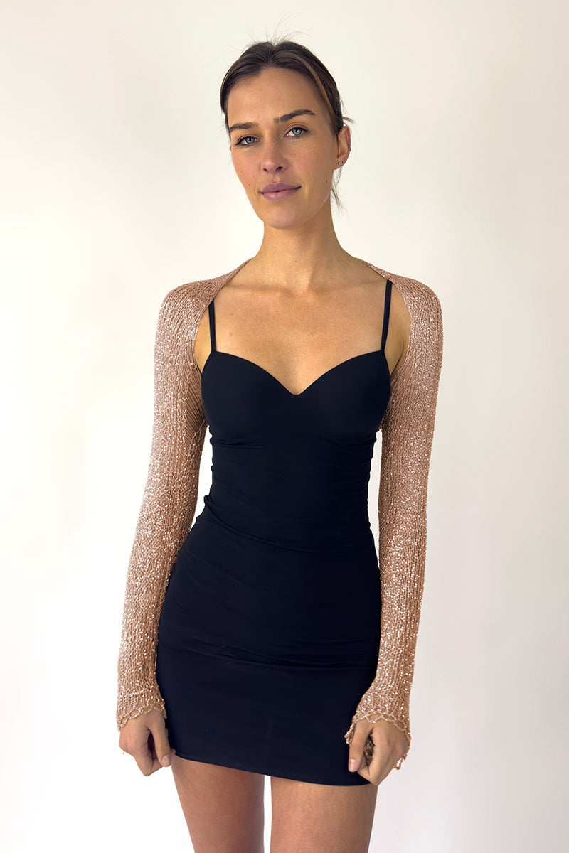 ROSE GOLD CHAIN BOLERO SHRUG - CULT MIA