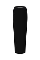 Black Nana Jacqueline Rosetta maxi skirt with ring detail, shown from the front in this elegant, flowing design.