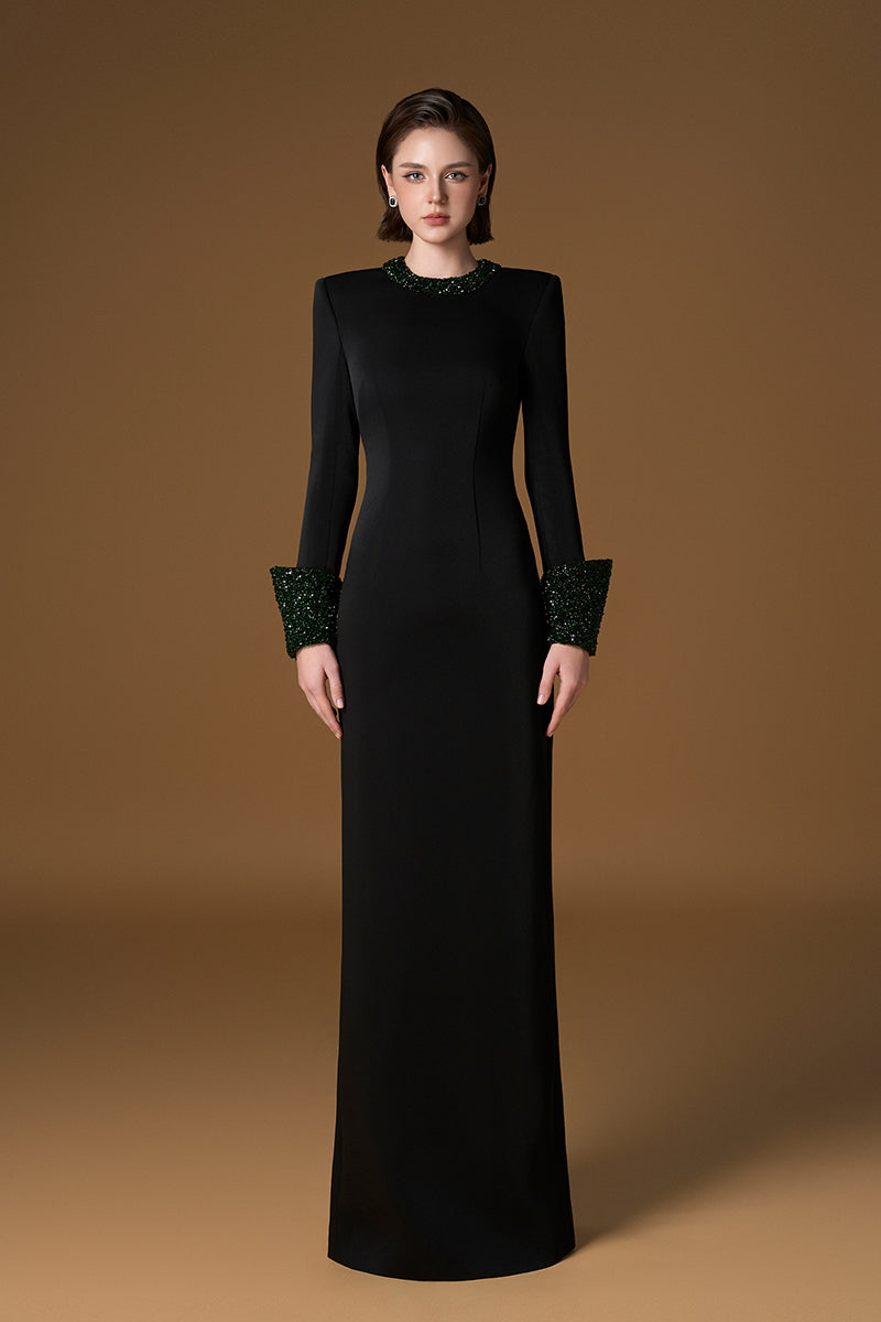 CREPE SILK LINED MAXI DRESS IN BLACK | CULT MIA