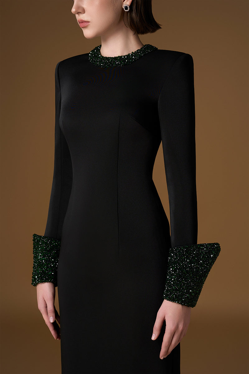 black crepe formal dress Sylvie