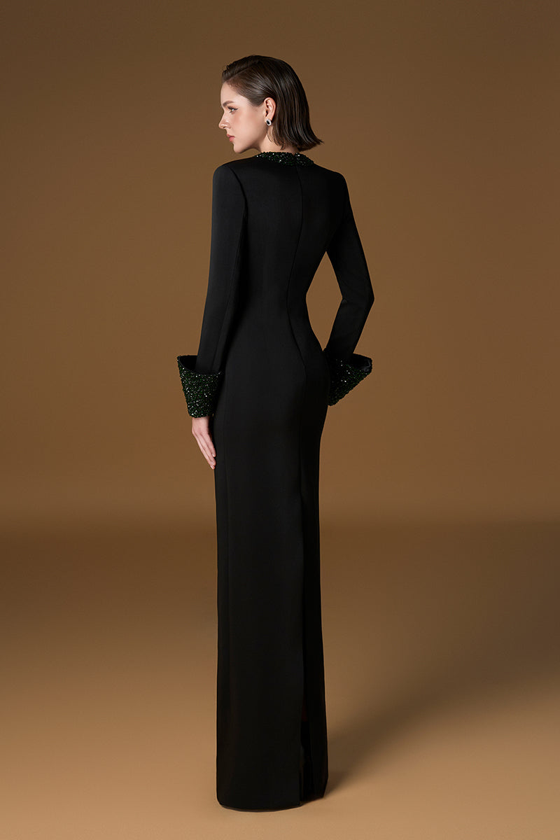 black silk long sleeve dress CREPE SILK LINED MAXI DRESS IN BLACK | CULT MIA