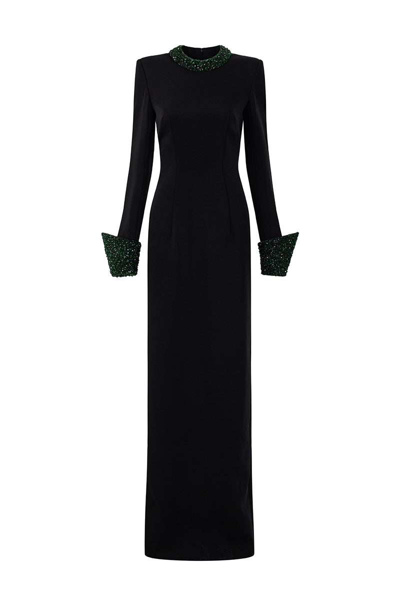 CREPE SILK LINED MAXI DRESS IN BLACK | CULT MIA