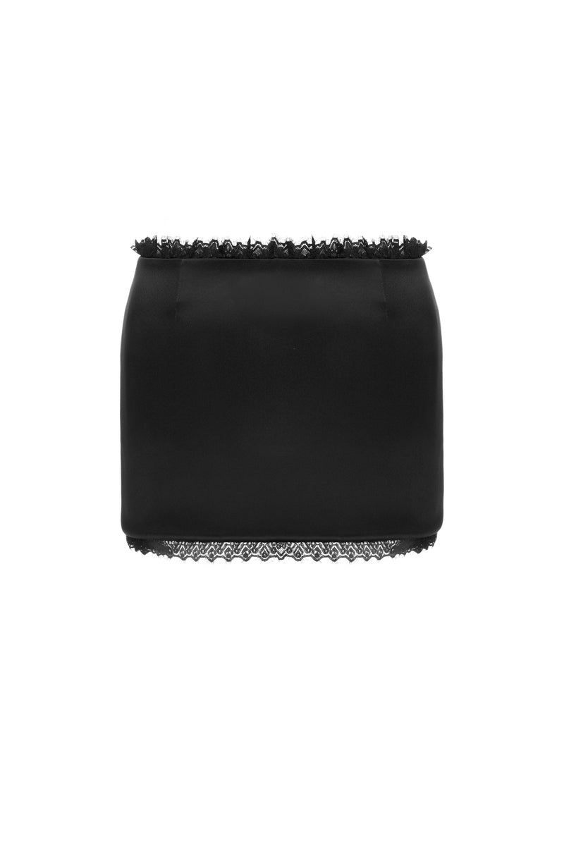 Black mini skirt by MATTERS featuring a sleek, fitted design with a smooth fabric finish.
