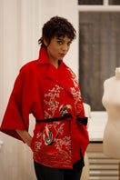 Nadya Shah Ruby Cassis belted jacket featuring a stylish fit, with a front belt and tailored design, ideal for modern fashion.