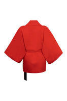 Nadya Shah Ruby Casilles belted jacket displayed on a mannequin, featuring a stylish design with a front belt and tailored fit.