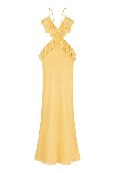 RUFFLE MAXI SLIP DRESS IN YELLOW | CULT MIA | Stolen Stores