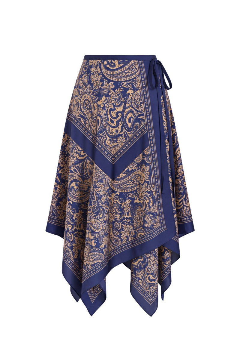 Rebecca Taylor Tatum scarf midi skirt in Marm color, featuring a stylish and flowy design perfect for casual or dressy looks.