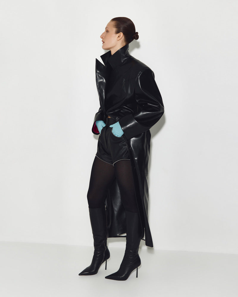 LEATHER COAT IN BLACK - CULT MIA