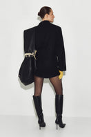 Black Sayya mini dress featuring a fitted silhouette and short sleeves, perfect for casual or evening wear.