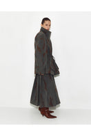 Gray denim jacket by Sayya with classic design, featuring button closure and chest pockets, displayed on a hanger.